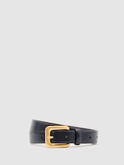 Reiss Navy Beatrice Leather Square-Buckle Belt - Image 2 of 5