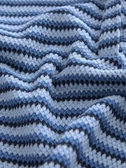 Blue Short Sleeve Crochet Polo Shirt - Image 6 of 6