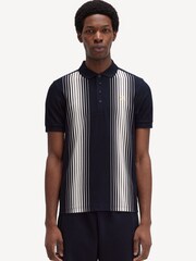 Fred Perry Navy Ombre Stripe 100% Cotton Polo Shirt - Image 1 of 5