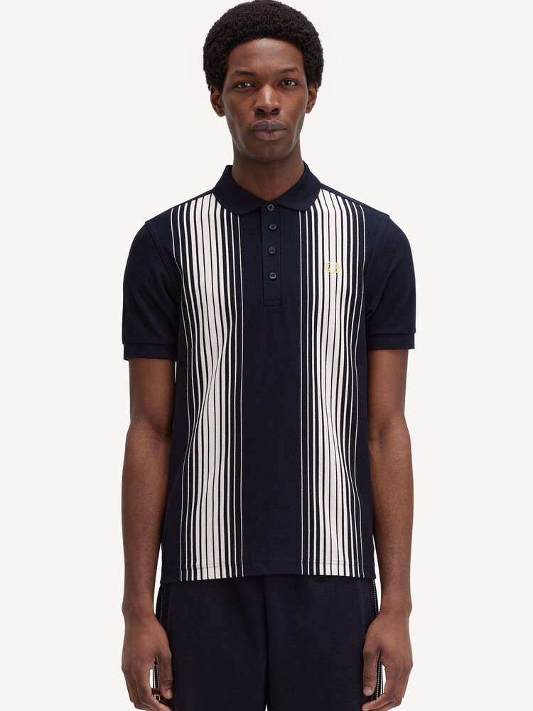 Fred Perry Navy Ombre Stripe 100% Cotton Polo Shirt - Image 1 of 5