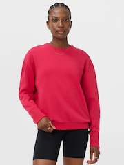 Sweaty Betty Red Revive Rib Mix Crew Neck Sweat Top - Image 1 of 6