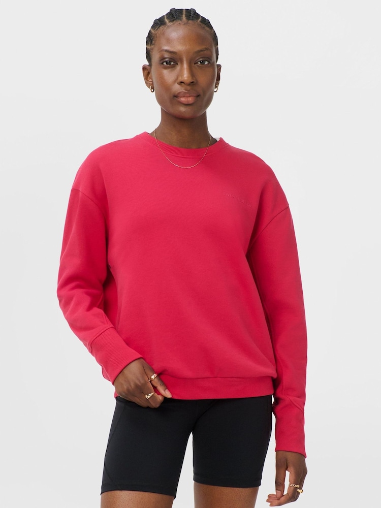 Sweaty Betty Red Revive Rib Mix Crew Neck Sweat Top - Image 1 of 6
