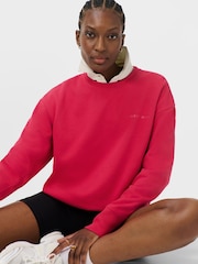 Sweaty Betty Red Revive Rib Mix Crew Neck Sweat Top - Image 5 of 6