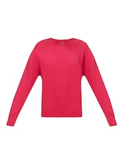 Sweaty Betty Red Revive Rib Mix Crew Neck Sweat Top - Image 6 of 6