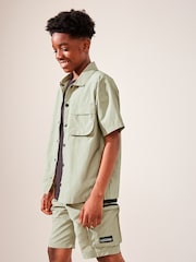Neutral Short Sleeve Utility Shirt & Shorts Set (3-16yrs) - Image 1 of 9