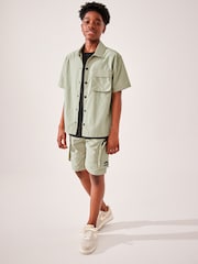 Neutral Short Sleeve Utility Shirt & Shorts Set (3-16yrs) - Image 2 of 9