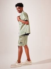 Neutral Short Sleeve Utility Shirt & Shorts Set (3-16yrs) - Image 4 of 9