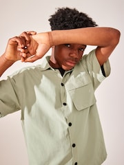 Neutral Short Sleeve Utility Shirt & Shorts Set (3-16yrs) - Image 5 of 9