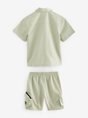 Neutral Short Sleeve Utility Shirt & Shorts Set (3-16yrs) - Image 8 of 9