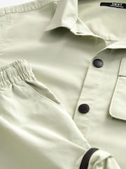 Neutral Short Sleeve Utility Shirt & Shorts Set (3-16yrs) - Image 9 of 9