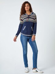 Roman Blue Nordic Print Hooded Jumper - Image 3 of 6