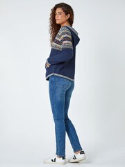 Roman Blue Nordic Print Hooded Jumper - Image 4 of 6