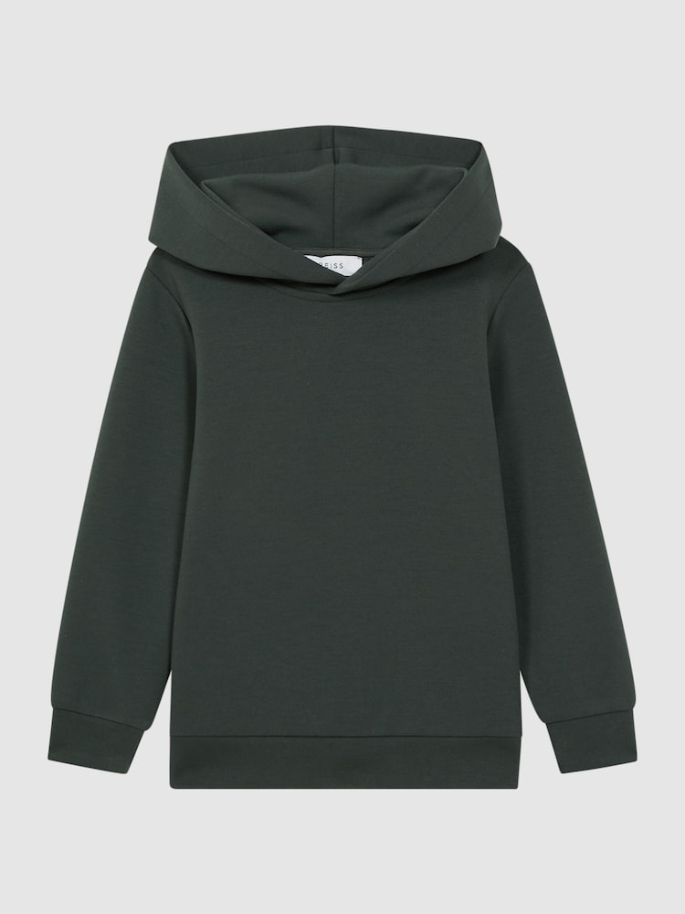 Reiss Forest Green Fabien Junior Interlock Jersey Hoodie - Image 2 of 5 Reiss Forest Green Fabien Junior Interlock Jersey Hoodie - Image 2 of 5