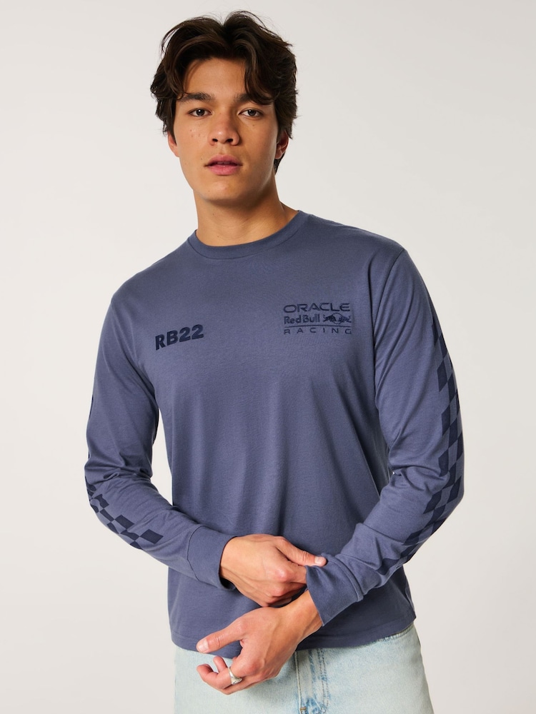 Hollister Blue Crew Neck Long Sleeve T-Shirt - Image 1 of 4