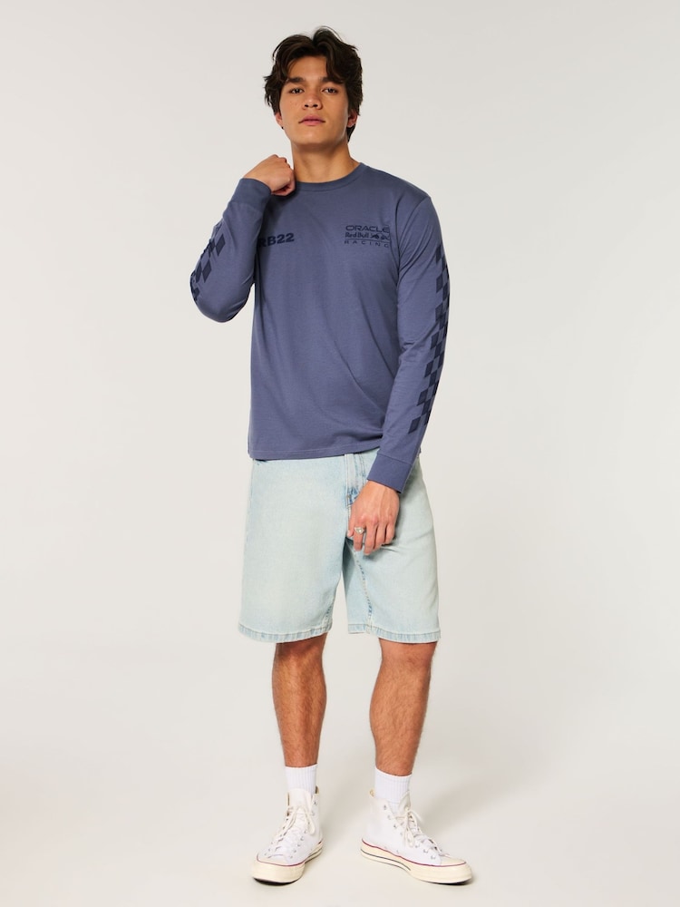 Hollister Blue Crew Neck Long Sleeve T-Shirt - Image 2 of 4