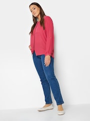 M&Co Red Satin Contrast Yoke Blouse - Image 2 of 4