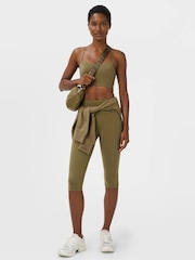 Sweaty Betty Khaki Green Spirit Restored Seamless Yoga Bra - Image 2 of 6