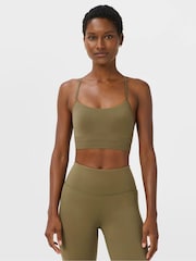 Sweaty Betty Khaki Green Spirit Restored Seamless Yoga Bra - Image 4 of 6