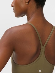 Sweaty Betty Khaki Green Spirit Restored Seamless Yoga Bra - Image 5 of 6