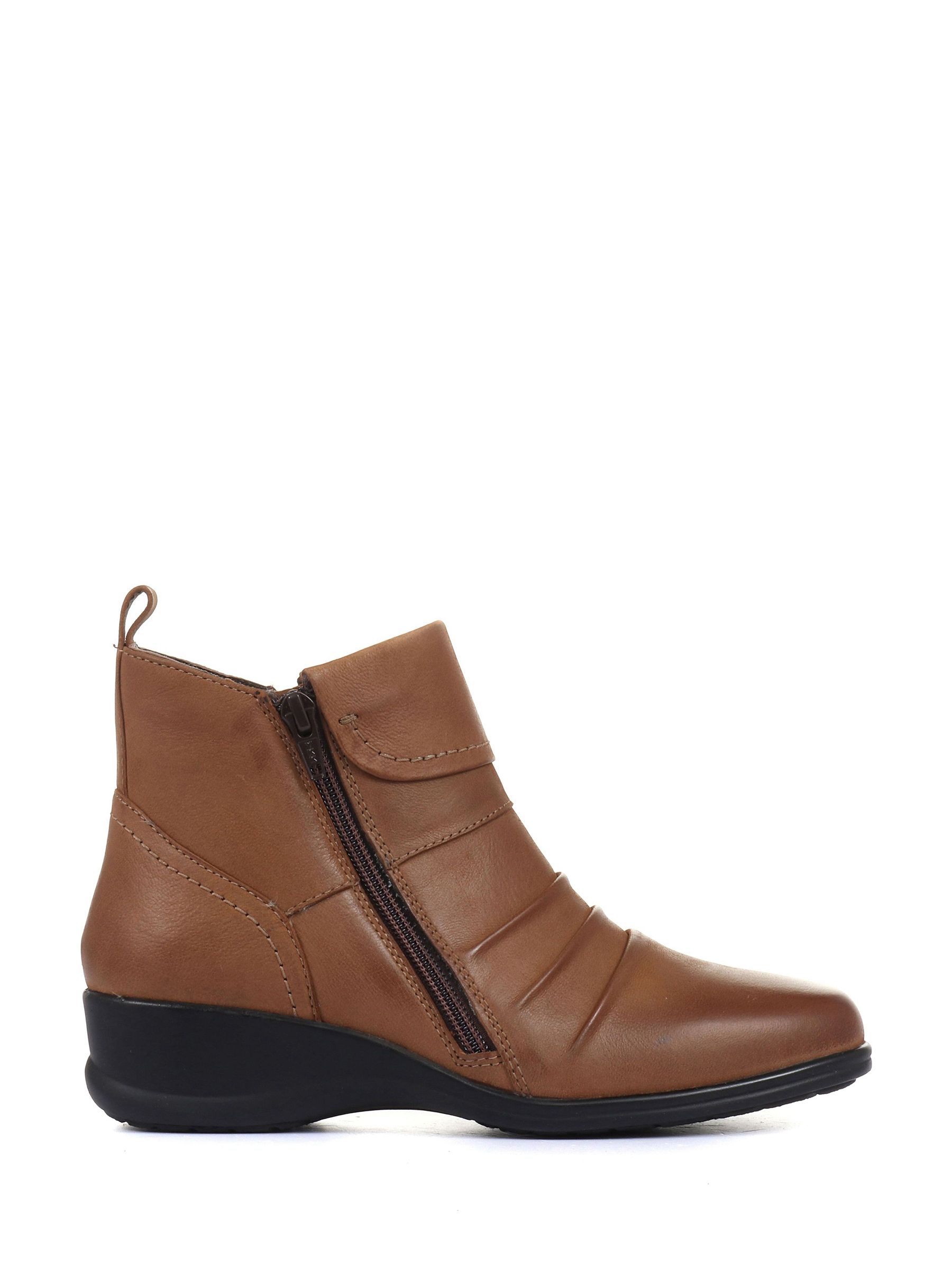 Ladies tan leather ankle boots best sale