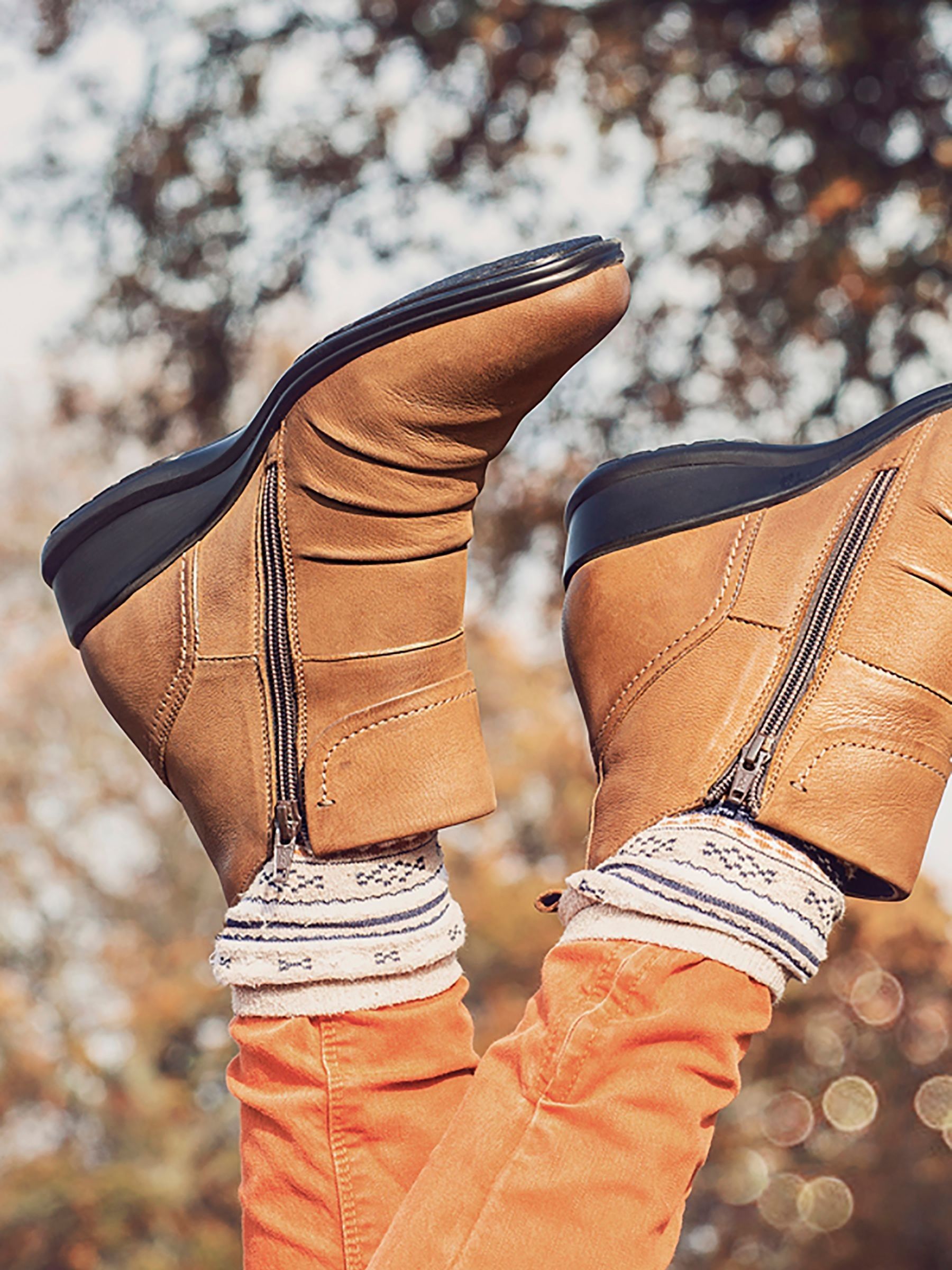 Buy Pavers Tan Ladies Dual Zip Leather Ankle Boots from Next USA