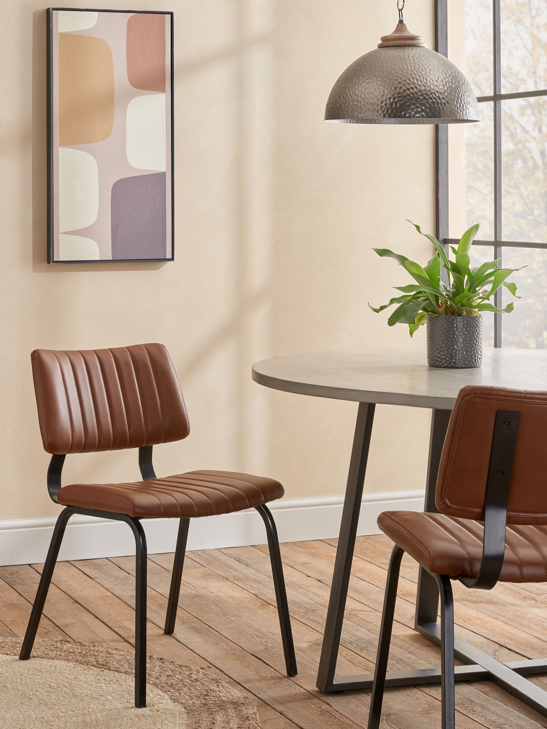 Buy Set of 2 Faux Leather Tan Brown Aiden Black Leg Dining Chairs from the Next UK online shop