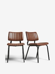 Set of 2 Faux Leather Tan Brown Aiden Black Leg Dining Chairs - Image 2 of 6