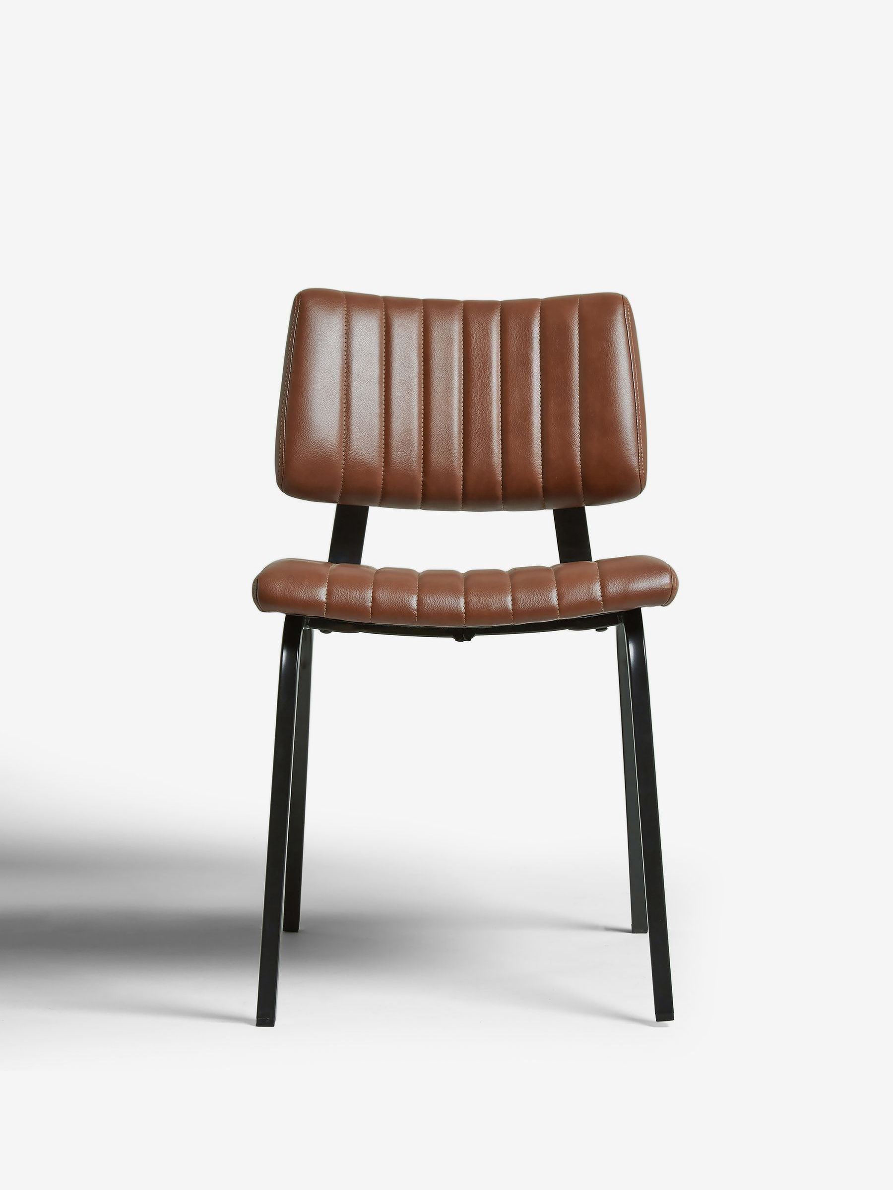 Buy Set of 2 Faux Leather Tan Brown Aiden Black Leg Dining Chairs from ...