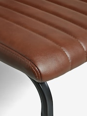 Set of 2 Faux Leather Tan Brown Aiden Black Leg Dining Chairs - Image 3 of 6