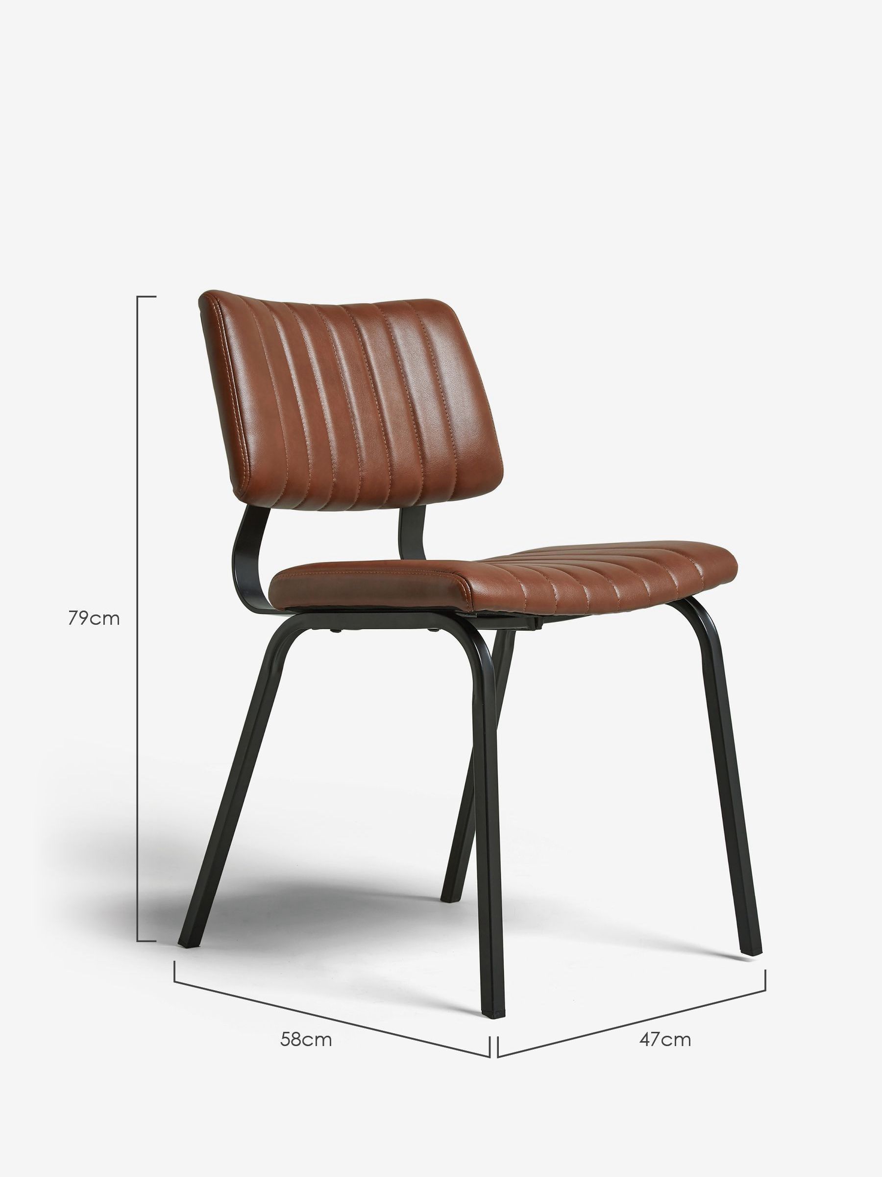 Buy Set of 2 Faux Leather Tan Brown Aiden Black Leg Dining Chairs from ...