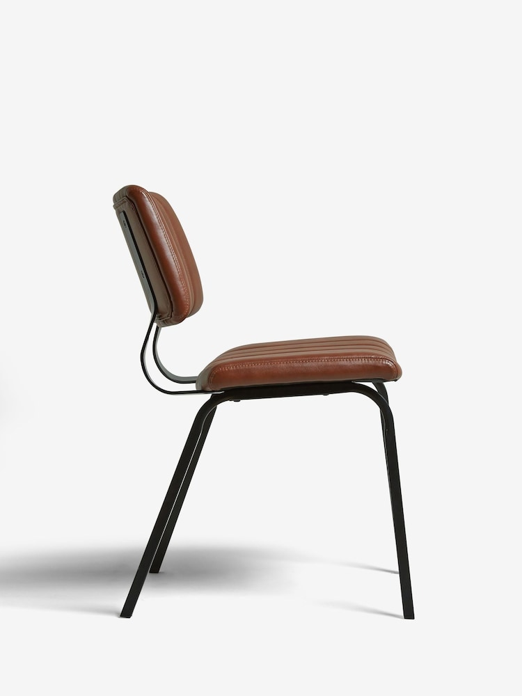 Set of 2 Faux Leather Tan Brown Aiden Black Leg Dining Chairs - Image 6 of 6