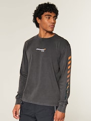 Hollister Black Crew Neck Long Sleeve T-Shirt - Image 1 of 5