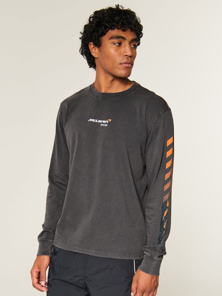 Hollister Black Crew Neck Long Sleeve T-Shirt - Image 1 of 5