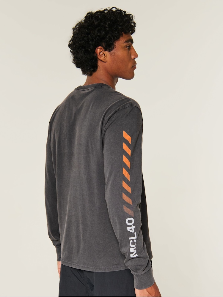 Hollister Black Crew Neck Long Sleeve T-Shirt - Image 2 of 5