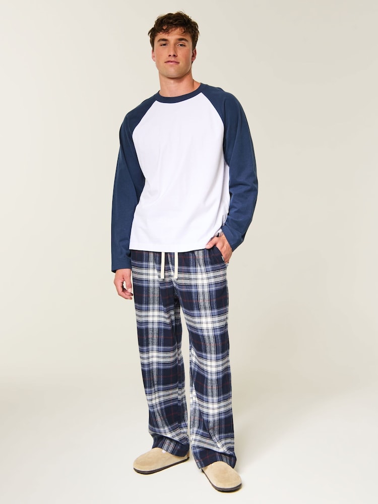 Hollister Blue Flannel Plaid Baggy Pyjama Bottoms - Image 1 of 5