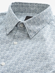 White Stretch Oxford Printed Long Sleeve Shirt - Image 3 of 4