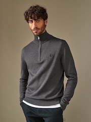Fred Perry Classic Quarter Zip Knitted Jumper - Image 1 of 6