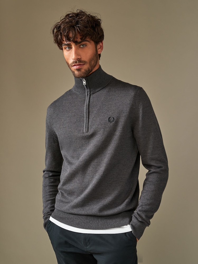 Fred Perry Classic Quarter Zip Knitted Jumper - Image 1 of 6