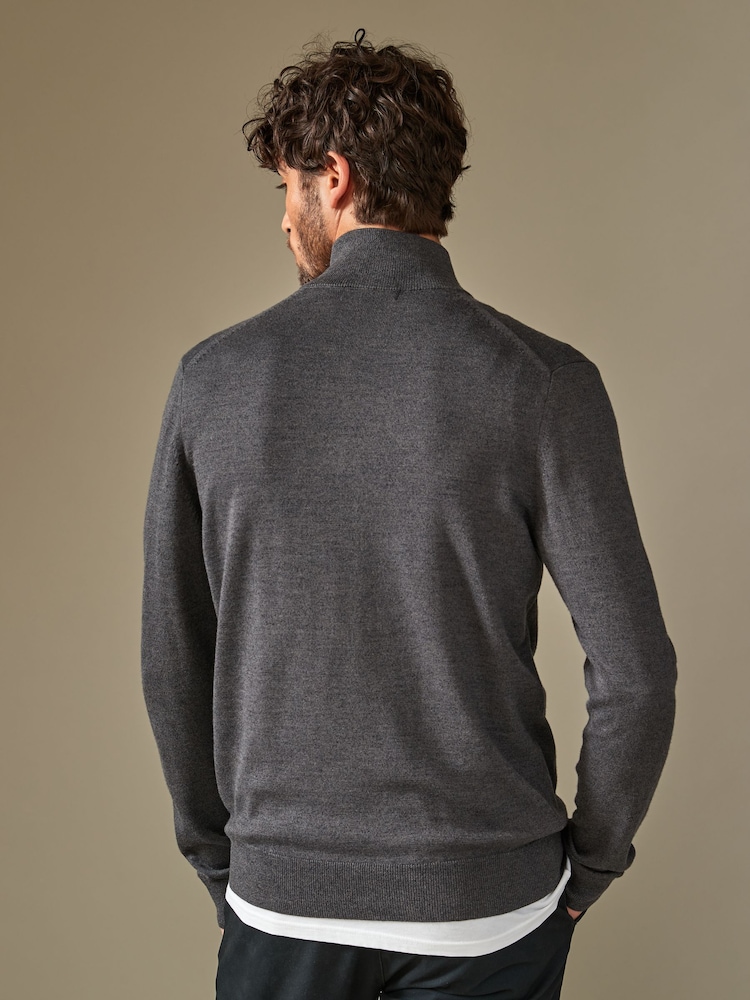 Fred Perry Classic Quarter Zip Knitted Jumper - Image 2 of 6