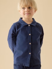 Azul marino - Camisa de manga larga con botones de pana suave MORI - Imagen 1 de 2