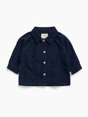 Azul marino - Camisa de manga larga con botones de pana suave MORI - Imagen 2 de 2