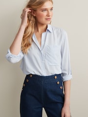 Blue/White Stripe Long Sleeve Smart Shirt - Image 1 of 7