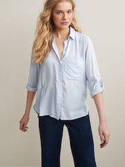 Blue/White Stripe Long Sleeve Smart Shirt - Image 5 of 7