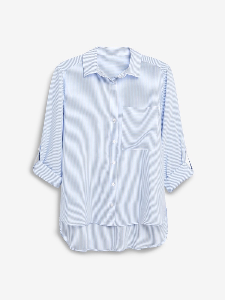 Blue/White Stripe Long Sleeve Smart Shirt - Image 7 of 7