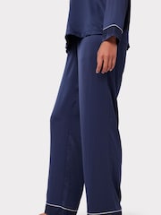 Chelsea Peers Blue Satin Bridal Lace Trim Long Pyjama Set - Image 4 of 5