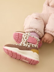 KIDLY by MORI Pink Leopord Print Quilted Snow Boots - Image 1 of 4
