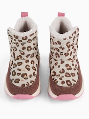 KIDLY by MORI Pink Leopord Print Quilted Snow Boots - Image 2 of 4