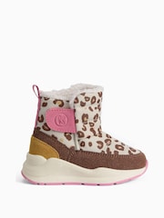 KIDLY by MORI Pink Leopord Print Quilted Snow Boots - Image 3 of 4
