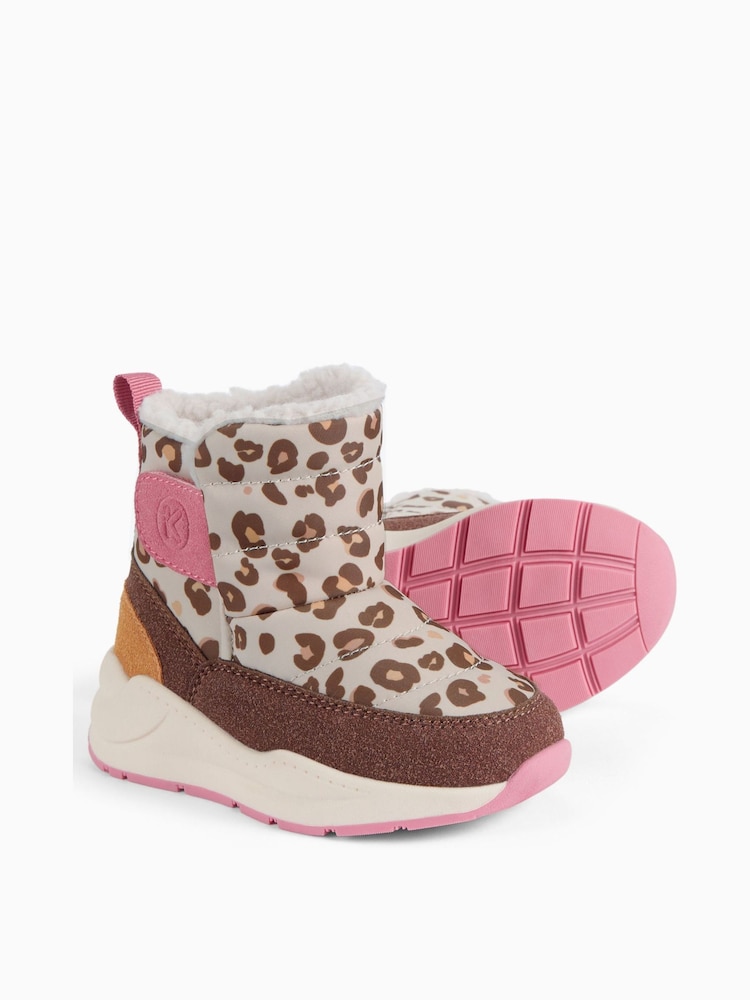 KIDLY by MORI Pink Leopord Print Quilted Snow Boots - Image 4 of 4 KIDLY by MORI Pink Leopord Print Quilted Snow Boots - Image 4 of 4