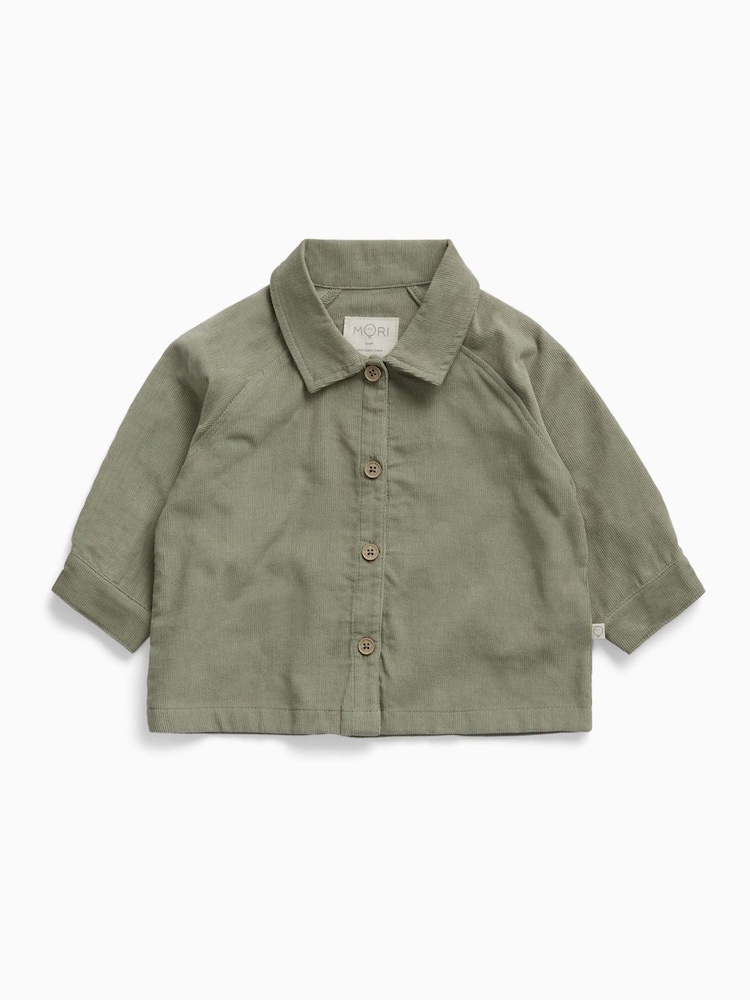 Verde - Camisa de manga larga con botones de pana suave MORI - Imagen 2 de 3 Verde - Camisa de manga larga con botones de pana suave MORI - Imagen 2 de 3